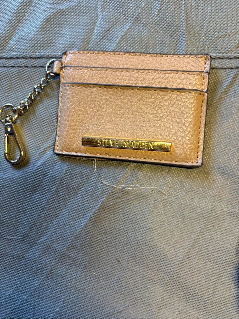 Steve Madden Blush Pebbled Leather ID Keychain